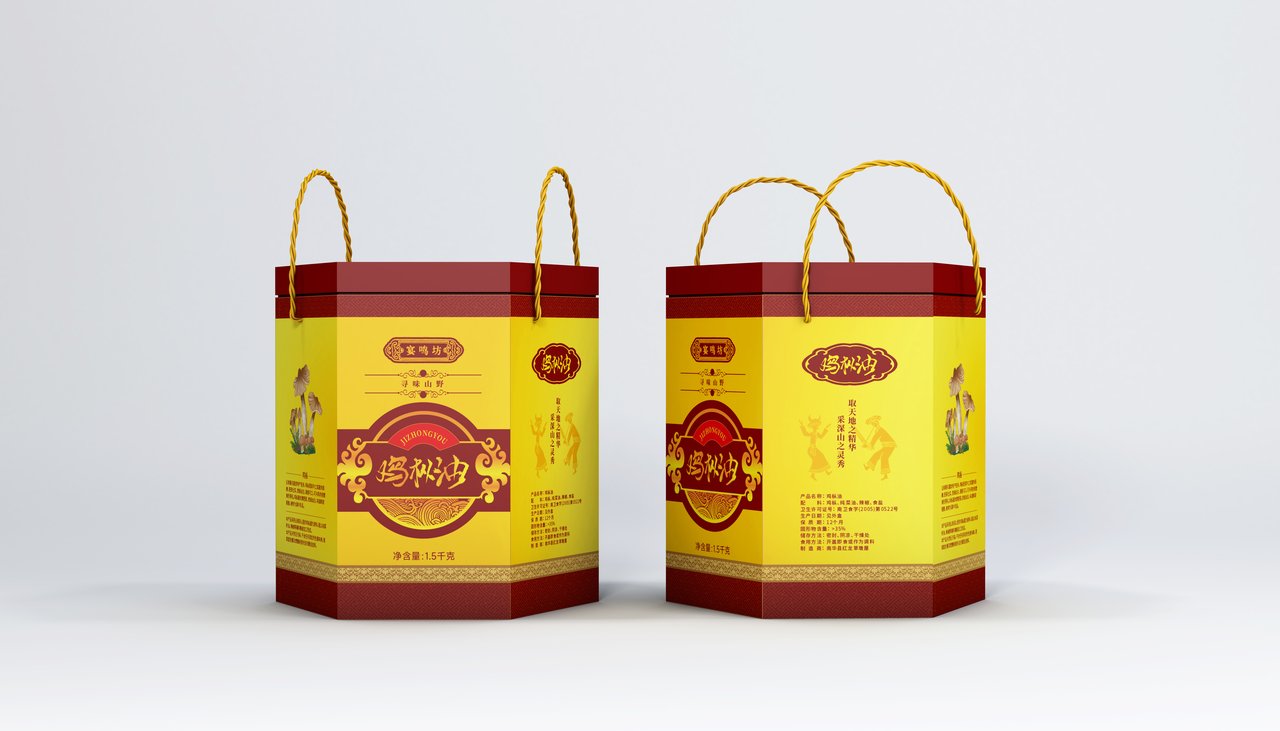 手提袋:配色手提礼盒双联展示