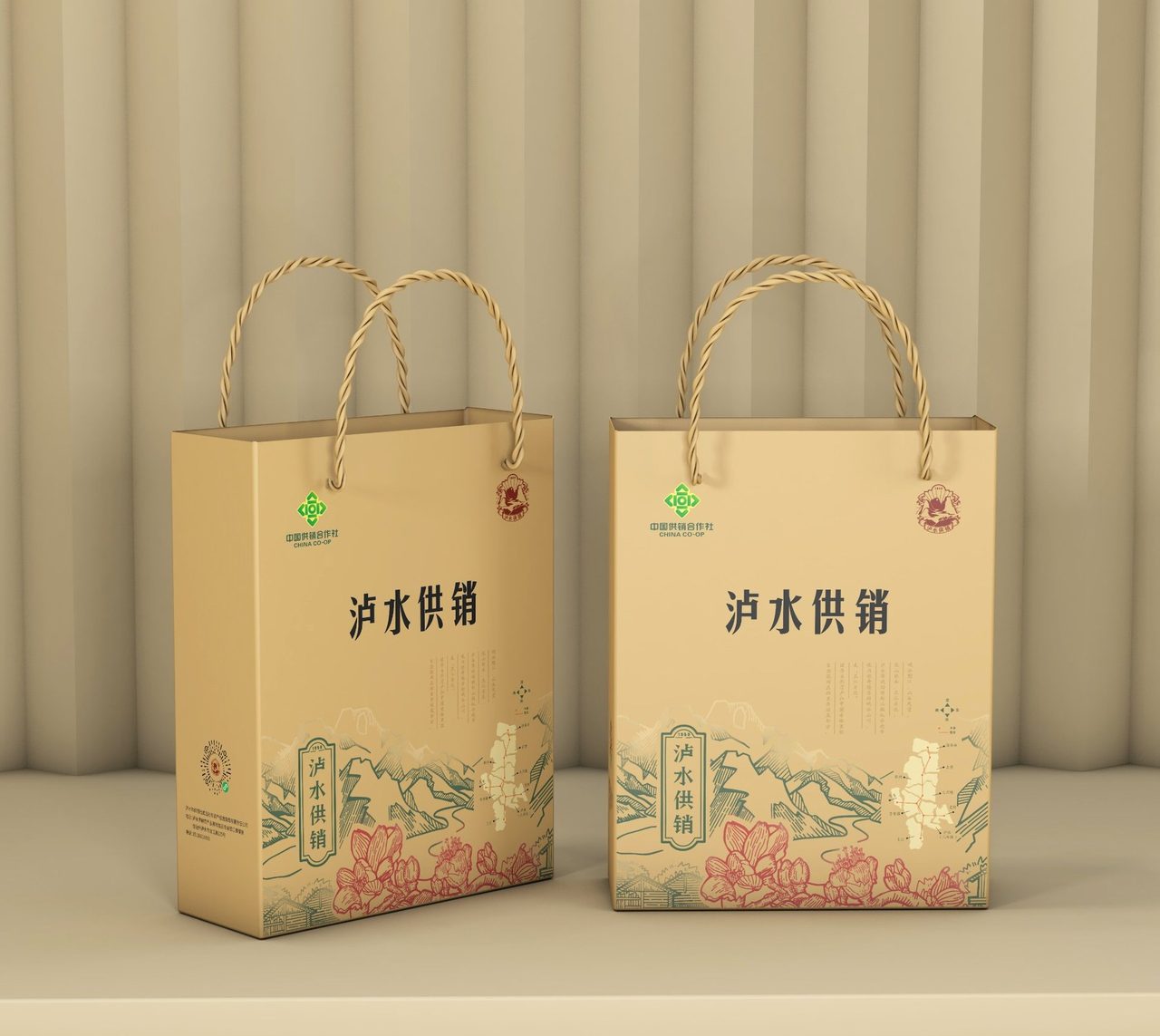 凯丰达手提盒：牛皮纸泸水供销花卉插画手提盒